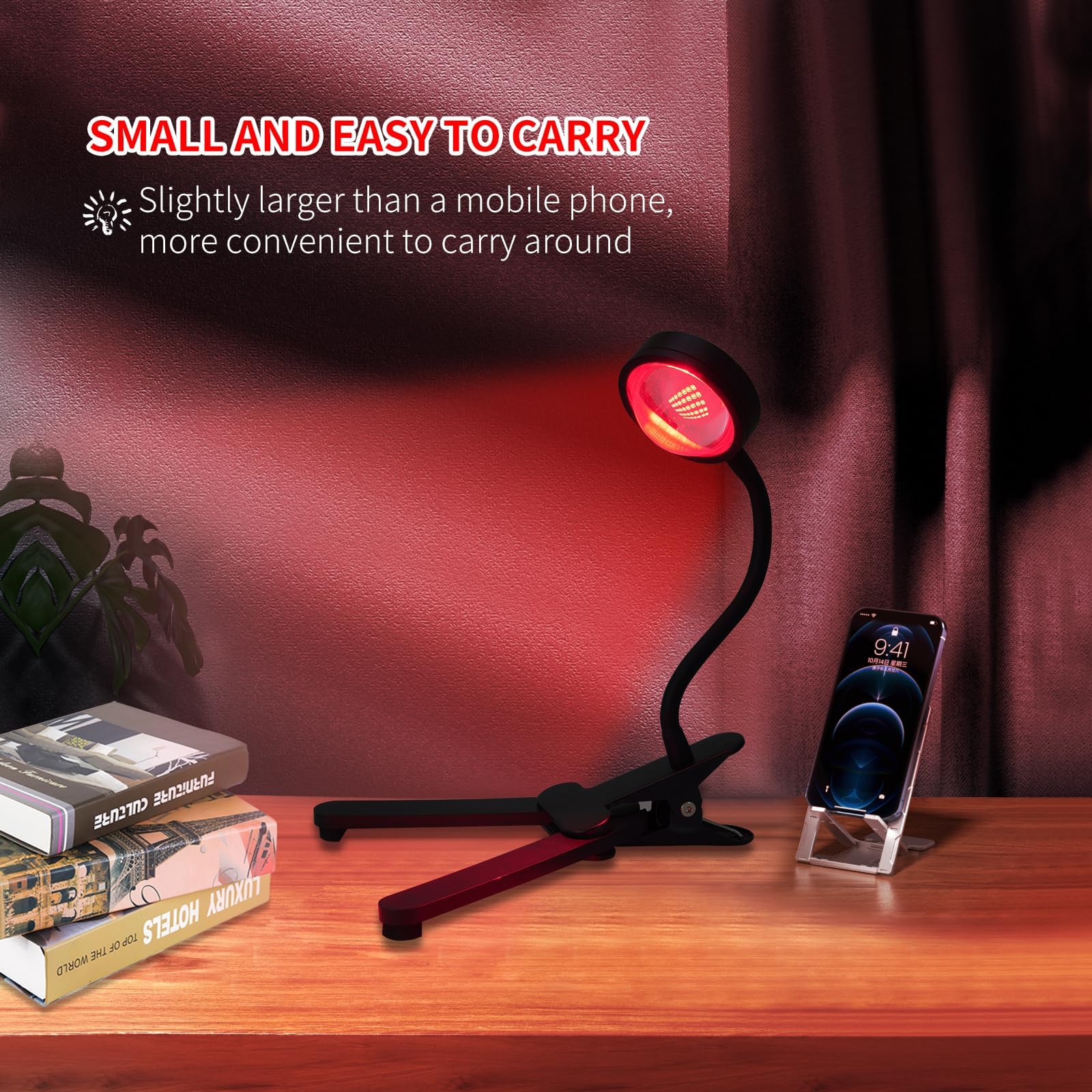 WTINTELL Red Light Therapy for Face, 660nm LED Red Light Therapy Light with Clip, Suitable